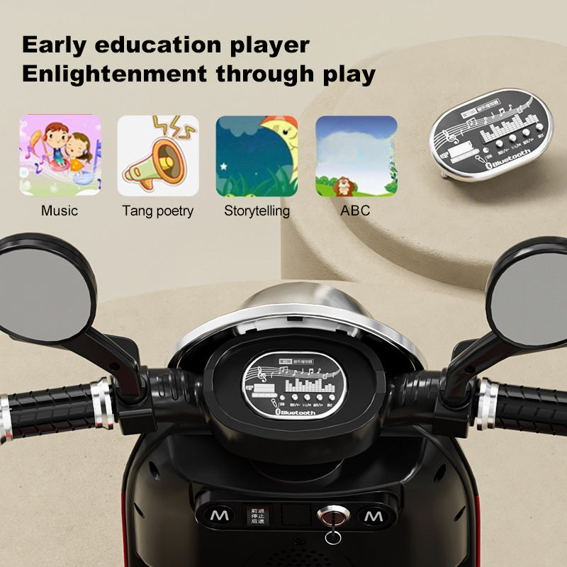 Kids 6V Electric Motorcycle 3-Wheel Stable Ride on Toys Cartoon Key Start Motorcycle