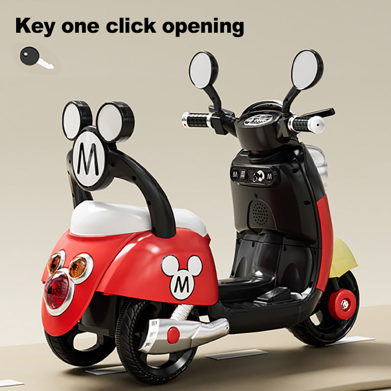 Kids 6V Electric Motorcycle 3-Wheel Stable Ride on Toys Cartoon Key Start Motorcycle