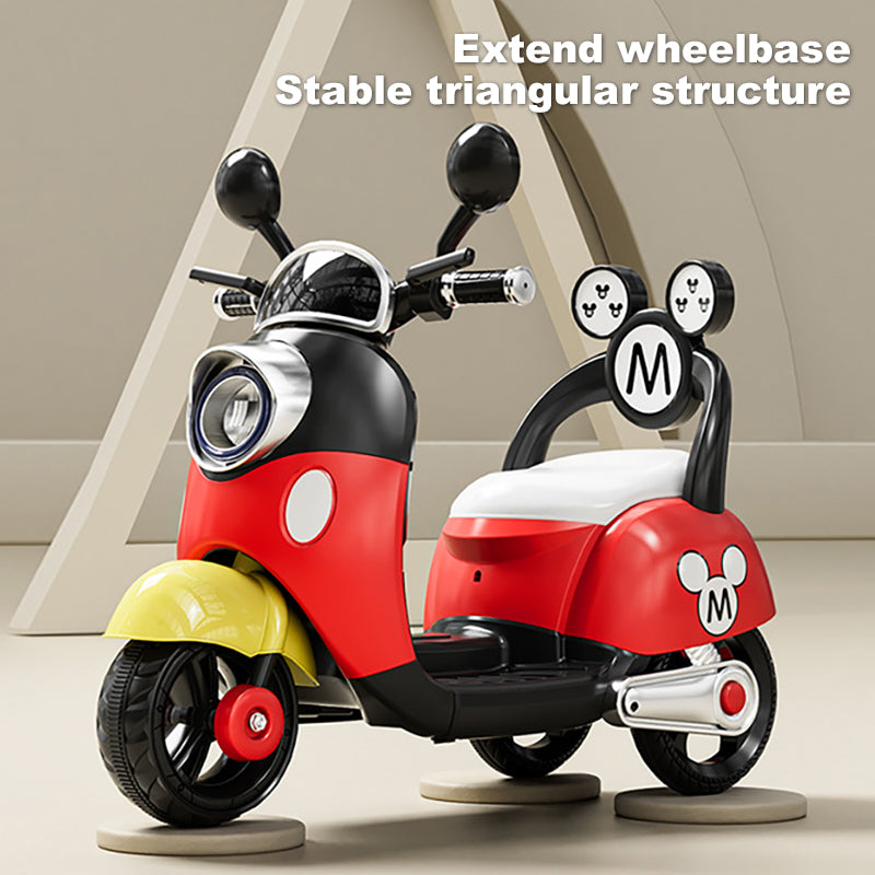 Kids 6V Electric Motorcycle 3-Wheel Stable Ride on Toys Cartoon Key Start Motorcycle
