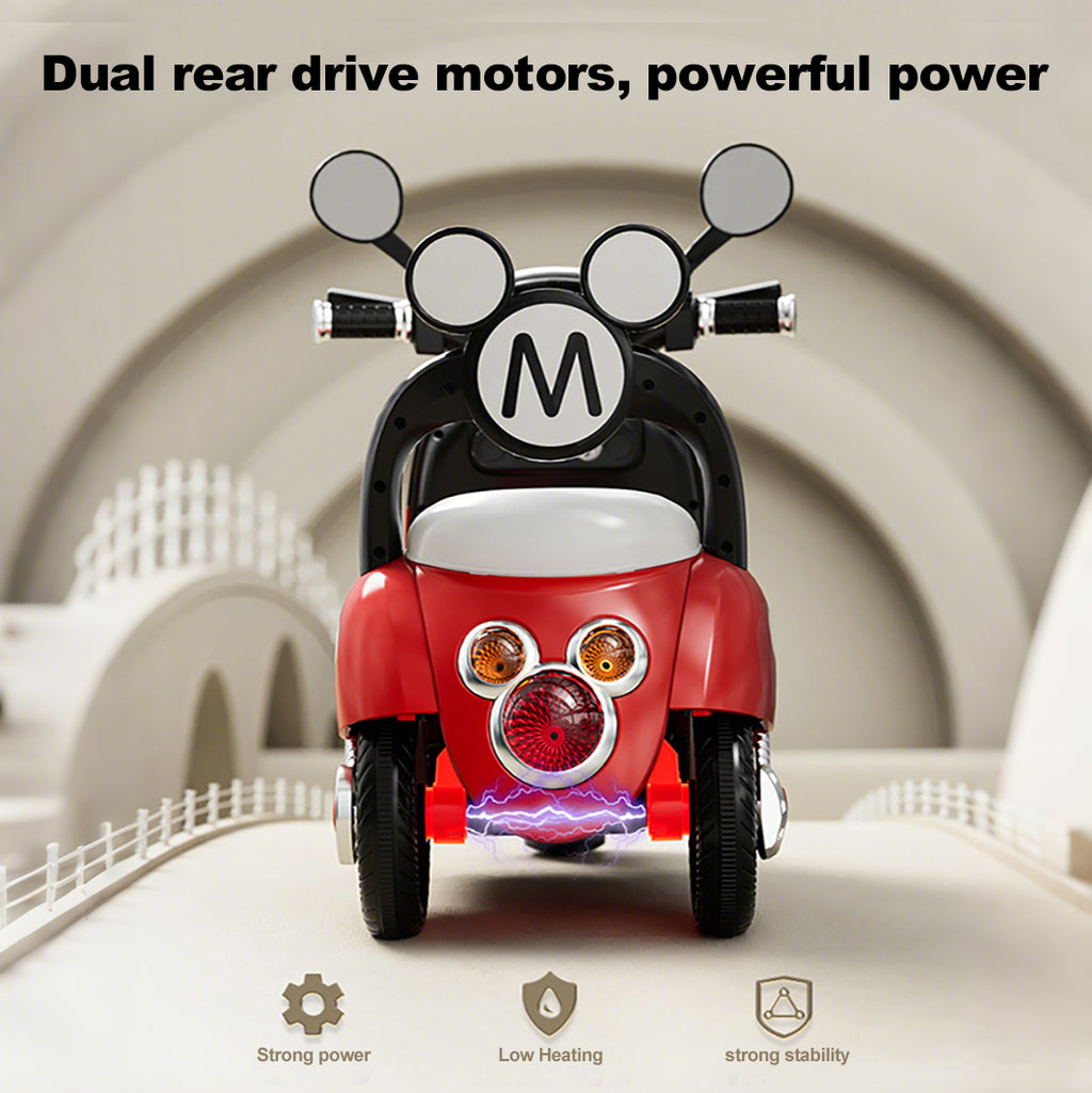 Kids 6V Electric Motorcycle 3-Wheel Stable Ride on Toys Cartoon Key Start Motorcycle