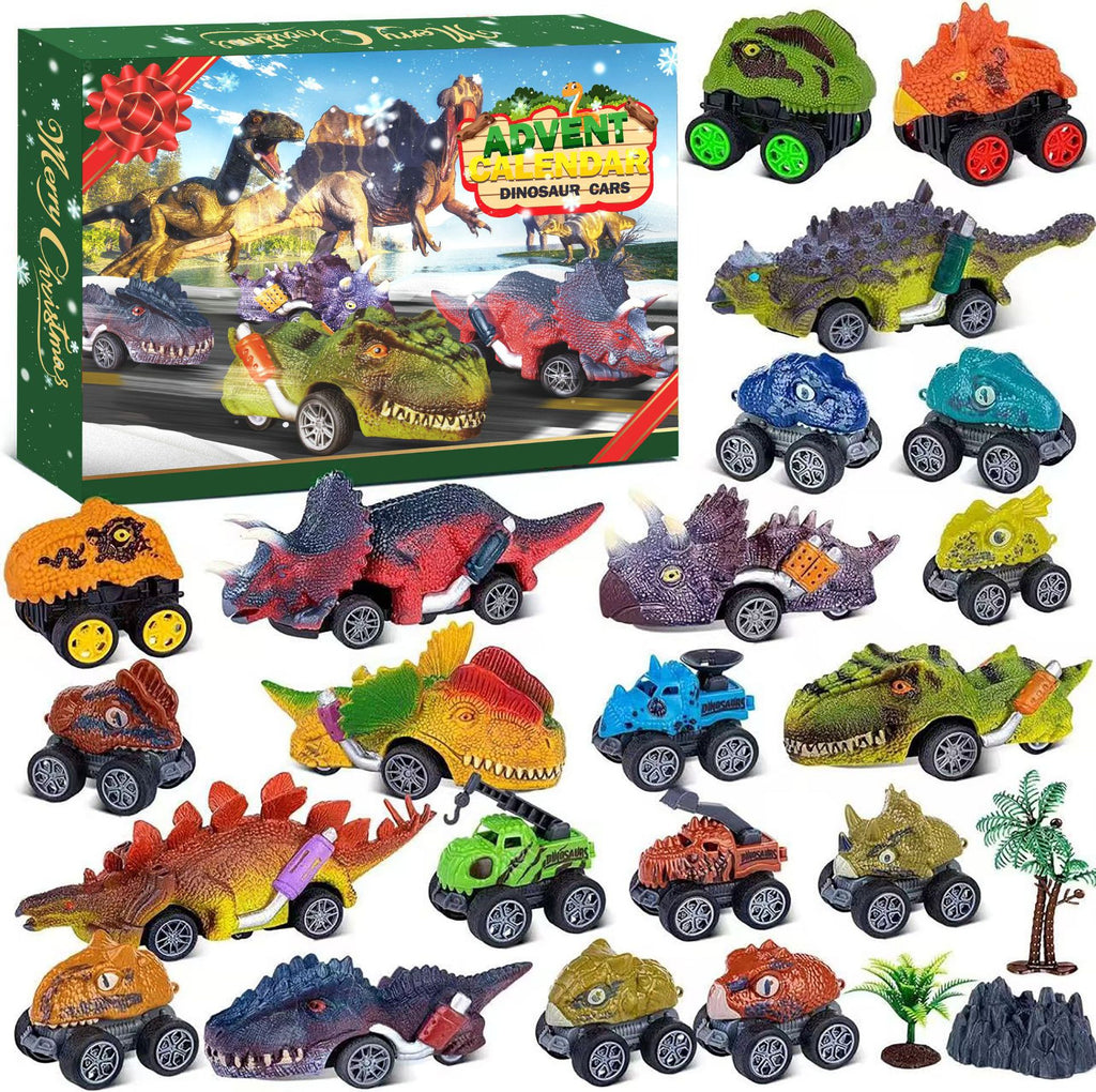 Kids Advent Calendar 2025 Dinosaur Pull Back Cars Monster Truck Set Blind Box Holiday Gift