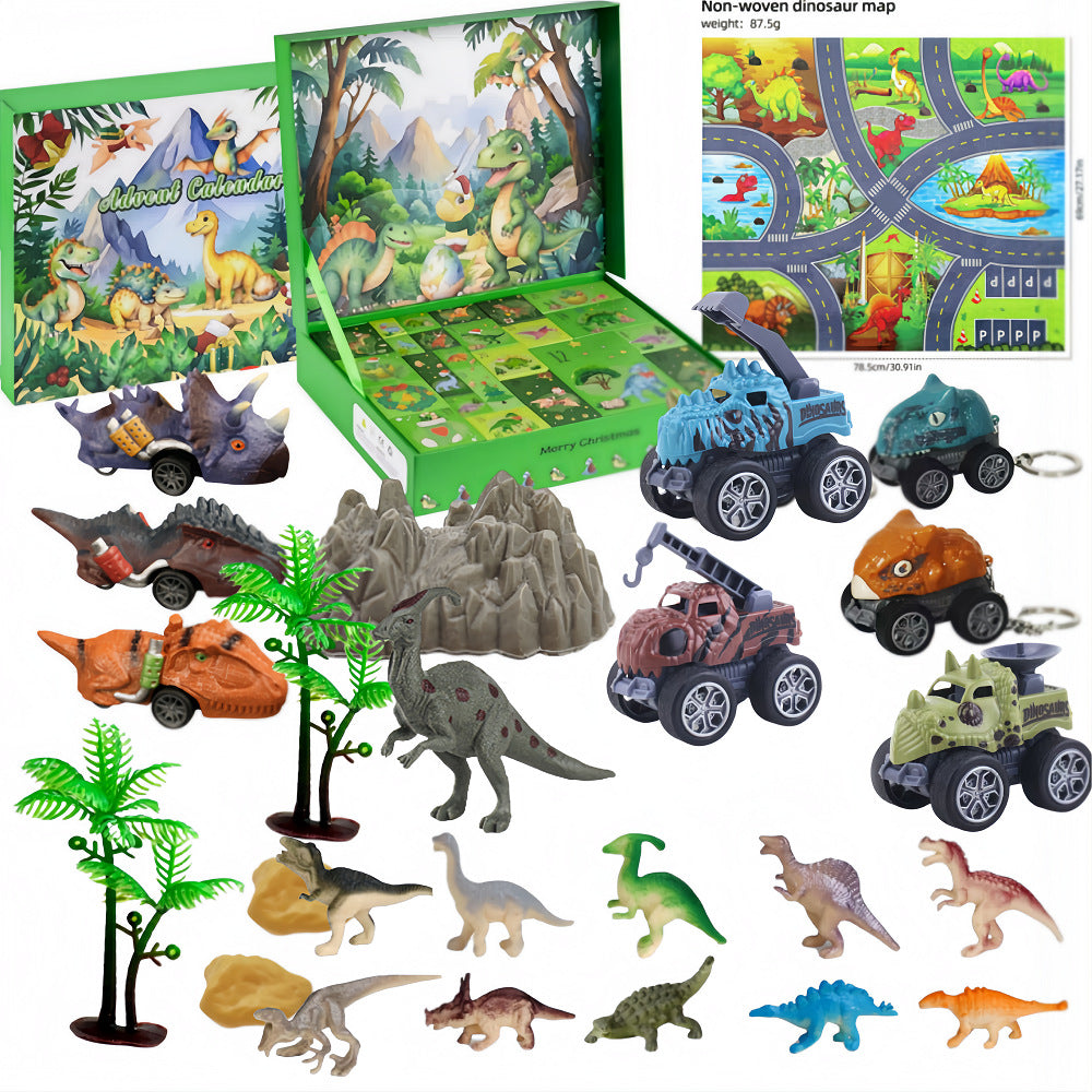 Kids Advent Calendar 2025 Dinosaur and Car with Game Map Blind Box Christmas Countdown Calendar Holiday Gift