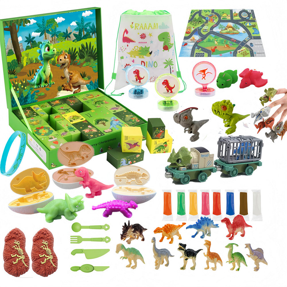 Kids Advent Calendar 2025 Dinosaur and Car with Game Map Blind Box Christmas Countdown Calendar Holiday Gift