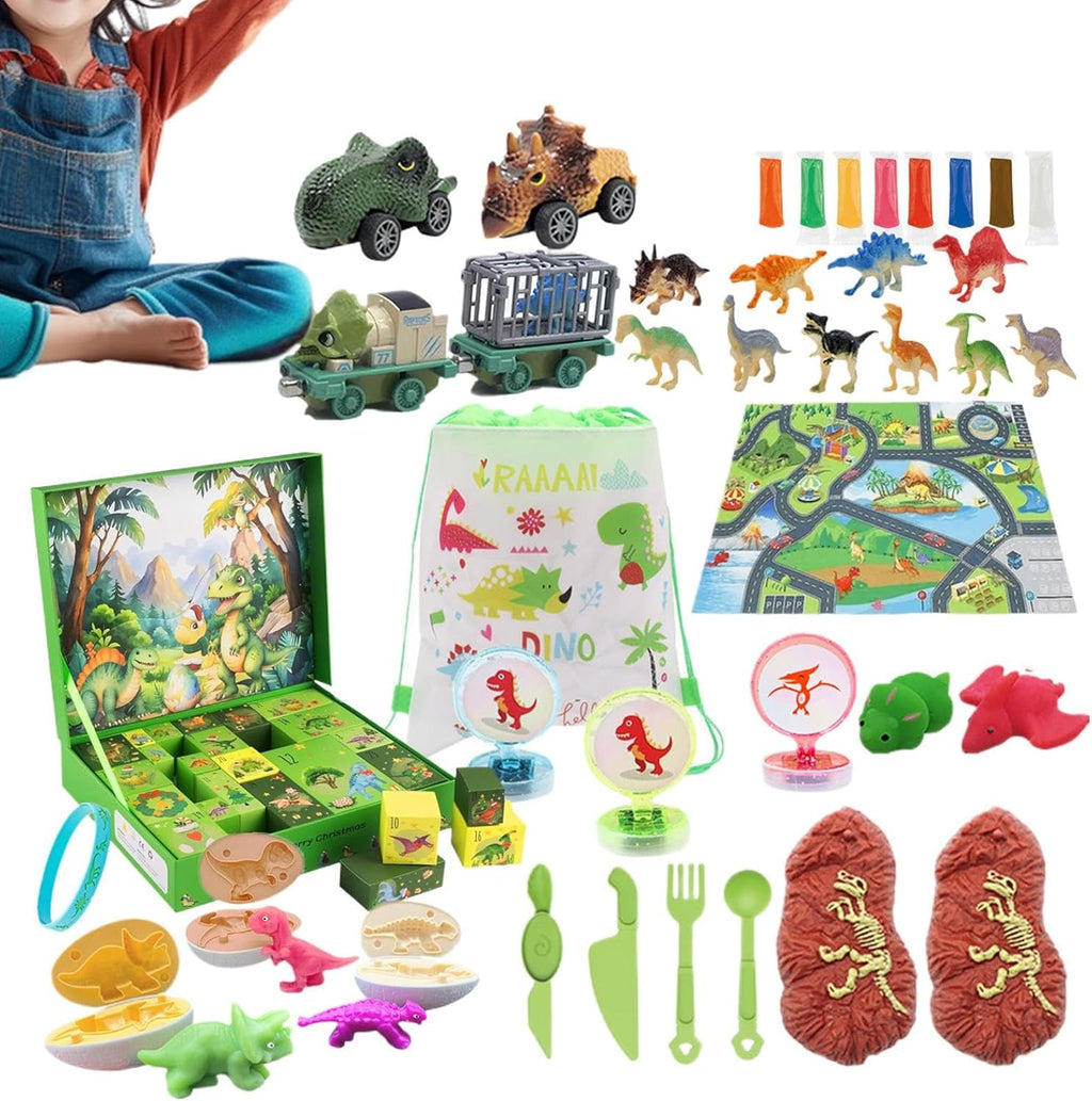 Kids Advent Calendar 2025 Dinosaur and Car with Game Map Blind Box Christmas Countdown Calendar Holiday Gift