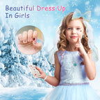 Kids Advent Calendar 2025 Princesses Jewelry Set Blue Princess Decorations Blind Box Girls Holiday Gifts