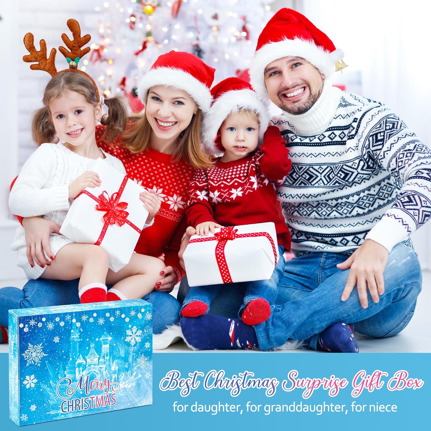 Kids Advent Calendar 2025 Princesses Jewelry Set Blue Princess Decorations Blind Box Girls Holiday Gifts