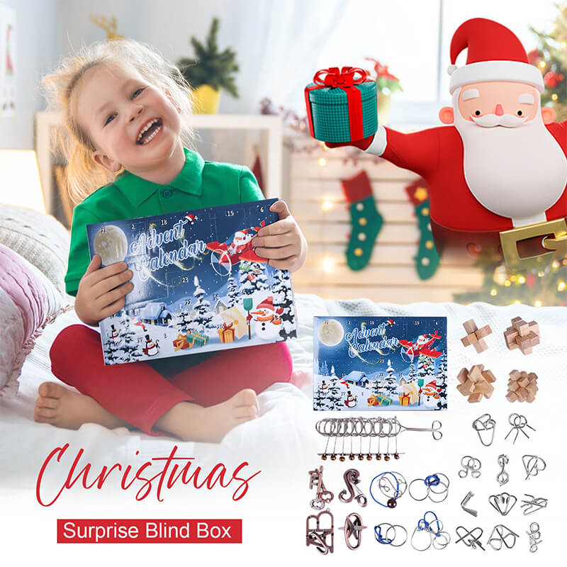 Kids Advent Calendar 2025 Puzzle Set 3D Metal and Wooden Puzzle Toy Christmas Gift Blind Box