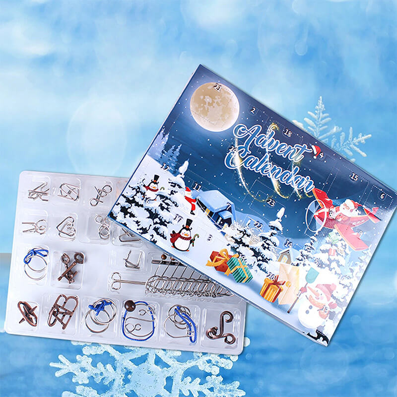 Kids Advent Calendar 2025 Puzzle Set 3D Metal and Wooden Puzzle Toy Christmas Gift Blind Box