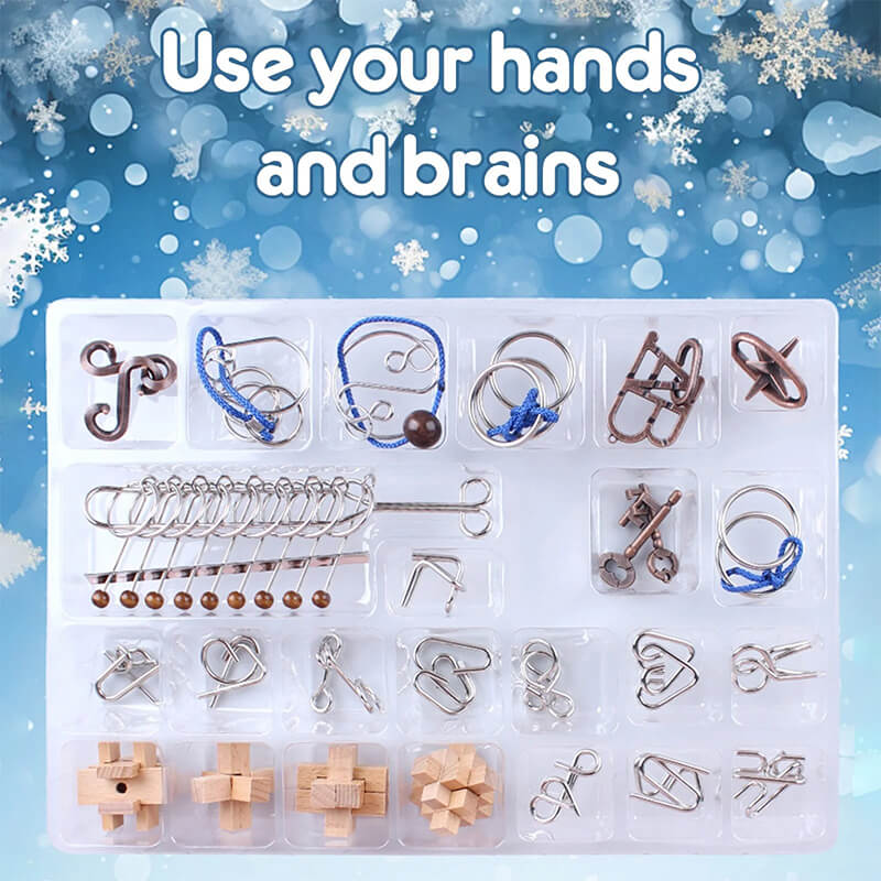 Kids Advent Calendar 2025 Puzzle Set 3D Metal and Wooden Puzzle Toy Christmas Gift Blind Box