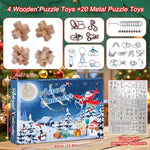 Kids Advent Calendar 2025 Puzzle Set 3D Metal and Wooden Puzzle Toy Christmas Gift Blind Box