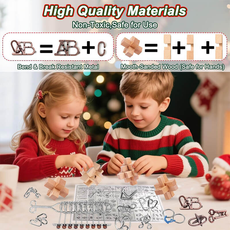 Kids Advent Calendar 2025 Puzzle Set 3D Metal and Wooden Puzzle Toy Christmas Gift Blind Box
