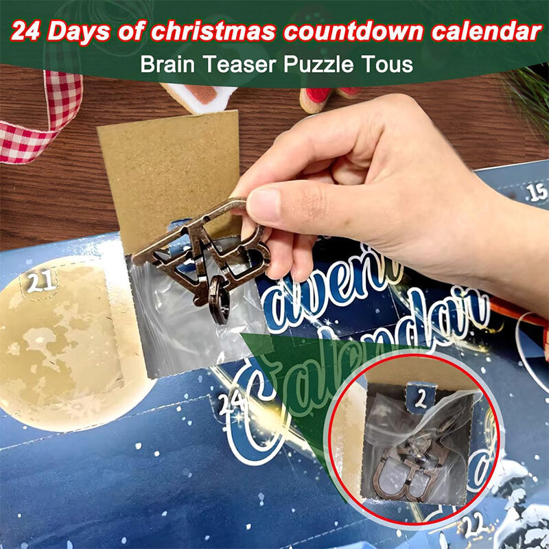 Kids Advent Calendar 2025 Puzzle Set 3D Metal and Wooden Puzzle Toy Christmas Gift Blind Box