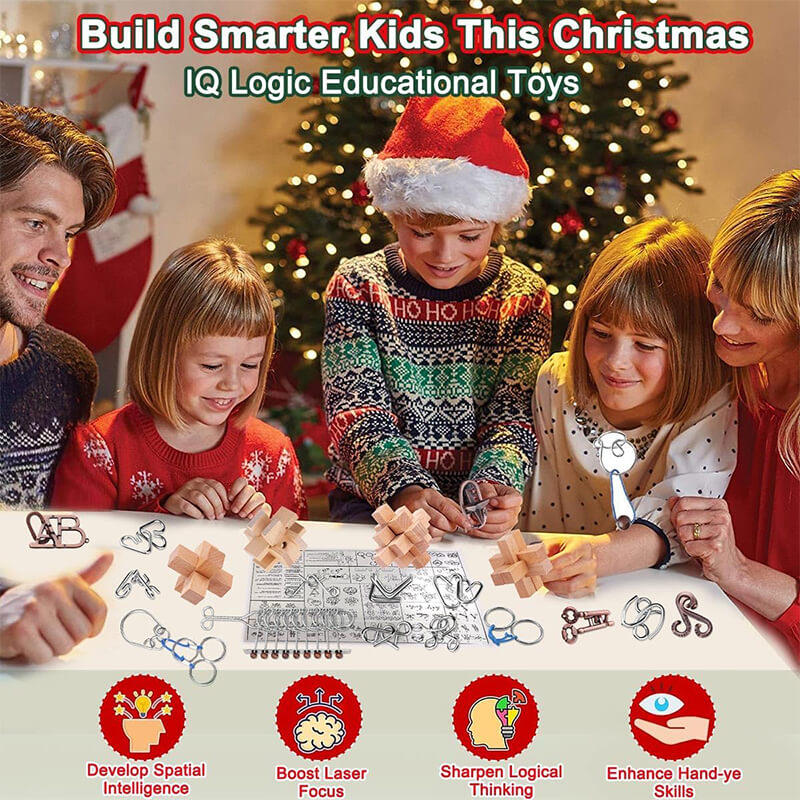 Kids Advent Calendar 2025 Puzzle Set 3D Metal and Wooden Puzzle Toy Christmas Gift Blind Box