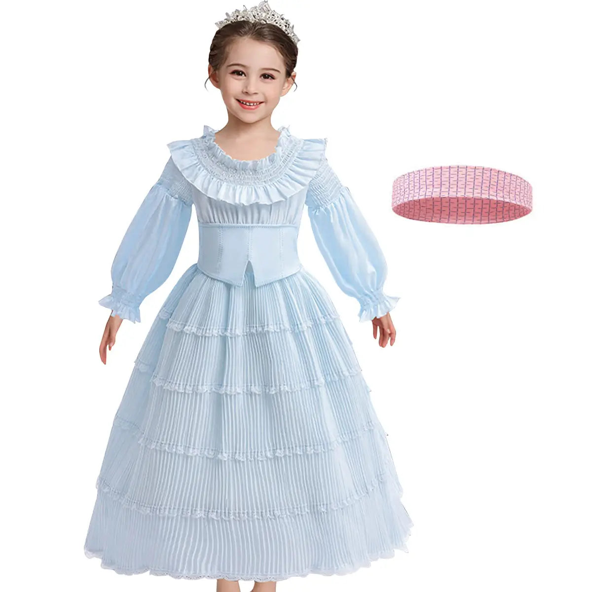 Kids Ariel Dress Ruffled Ball Gown Mermaid Costume Princess Blue Dress – Sun Baby