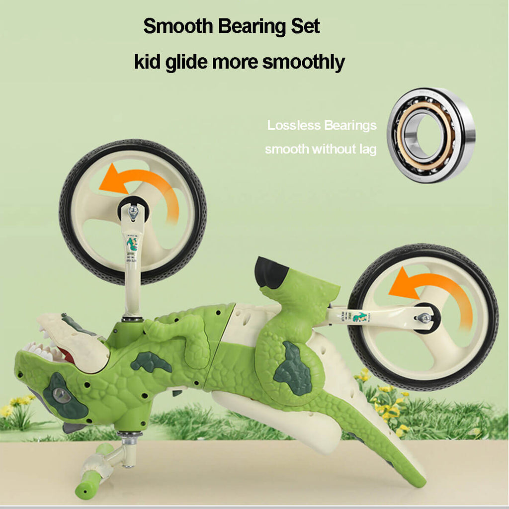 Toddler Dino Balance Bike No-Pedal Training Bike with Adjustable Handlebars and Carbon Steel Frame
