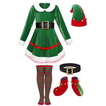 Girls Elf Costume Velvet Christmas Elf Costume Xmas Party Outfits Kids Elf Suit