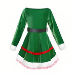 Girls Elf Costume Velvet Christmas Elf Costume Xmas Party Outfits Kids Elf Suit