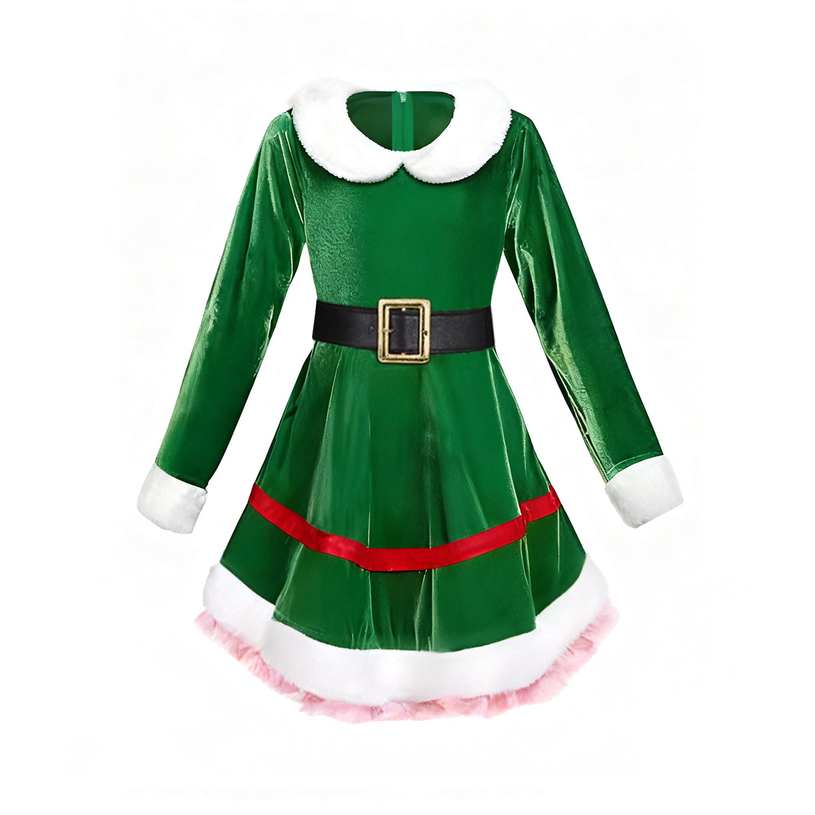 Girls Elf Costume Velvet Christmas Elf Costume Xmas Party Outfits Kids Elf Suit