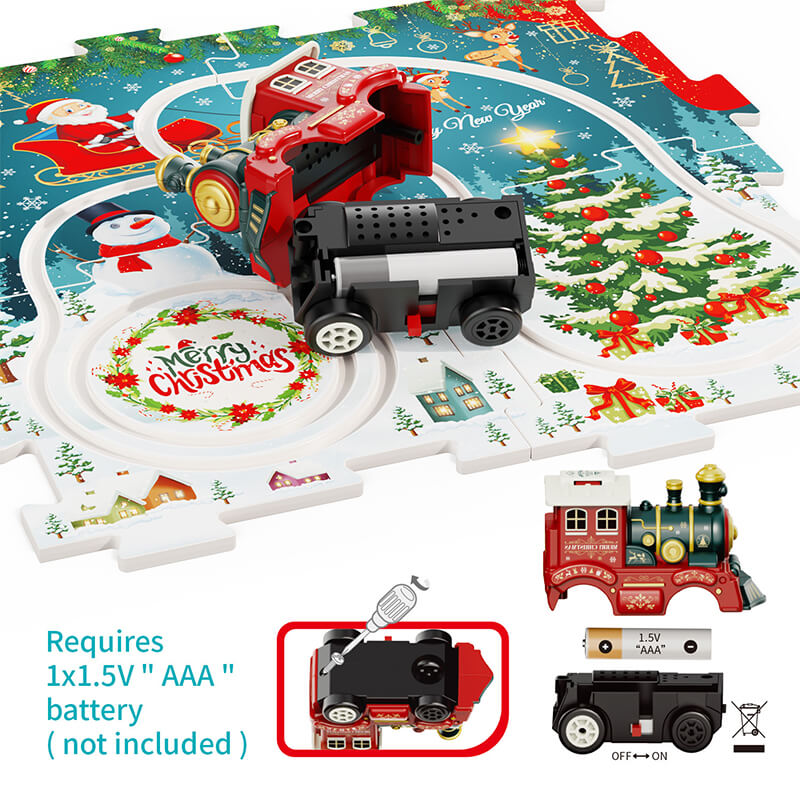 Kids Christmas Puzzle Track Car Set DIY Assembly Scene Electric Train Toy Christmas Gifts