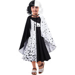 Kids Cruella Costume Fashion Black/White Dress Girls Halloween Costume