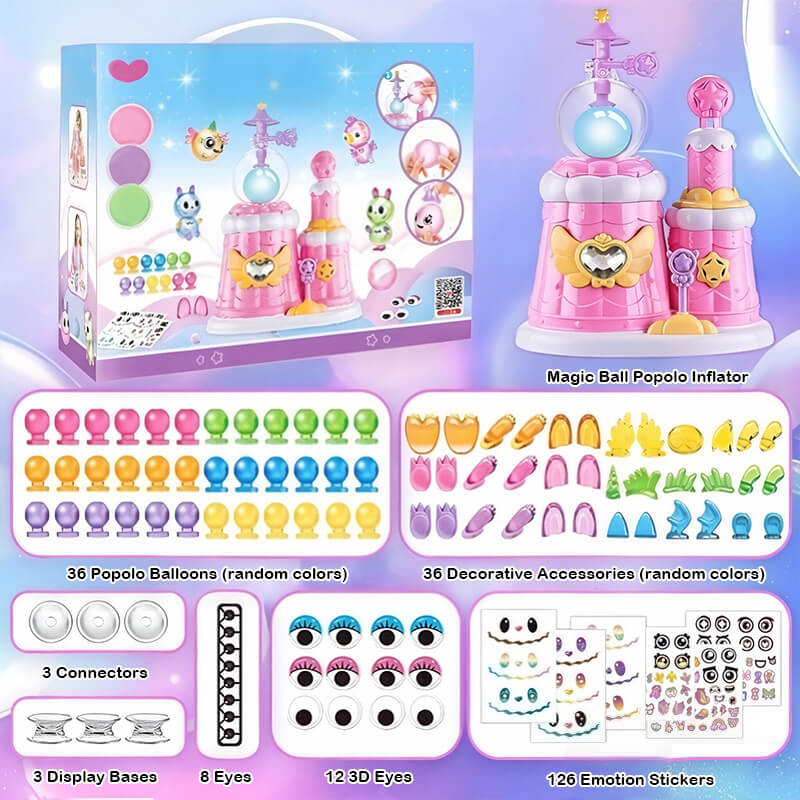 Kids DIY Magic Balloon Kits Sticky Balloon Maker Toy 3D Stickers Inflatable Craft Holiday Gift