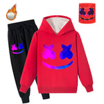 Kids Fleece DJ Marsh-mello hoodie Marshmallow Fleece Hoodie and Pants Warm Sweatsuits For DJ Rock Fans