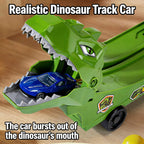 Kids Dino Track Racing Car One-click Launch Car 360° Rotating Track with 12 Mini Car