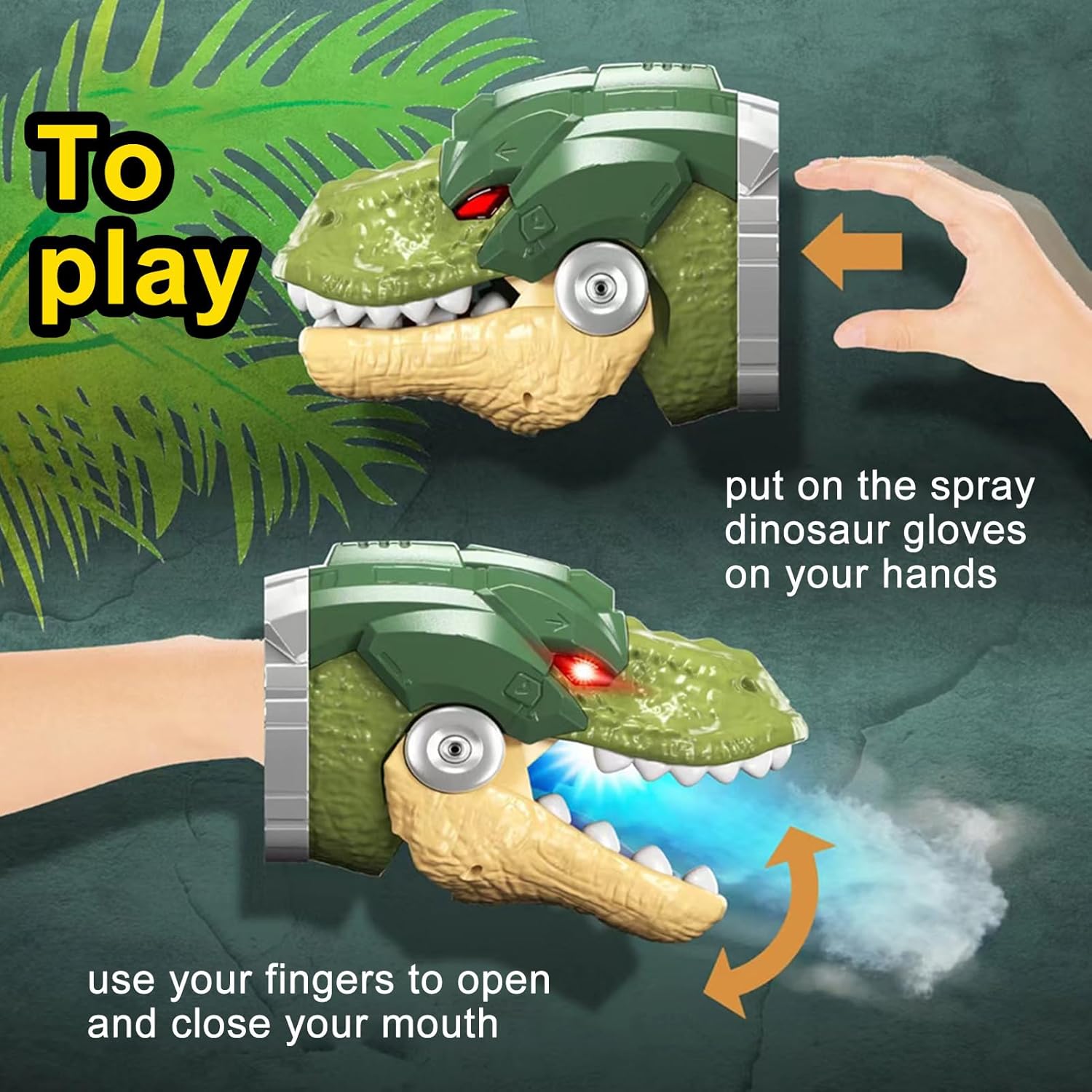Kids Dinosaur Hand Puppet Spray Puppet Interactive Role-Play Toy with Sounds and Lights