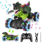 Kids Dinosaur RC Car 4WD 360° Rotation RC Stunt Car with Spray Lights Music Rechargeable Dinosaur Toys