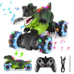 Kids Dinosaur RC Car 4WD 360° Rotation RC Stunt Car with Spray Lights Music Rechargeable Dinosaur Toys