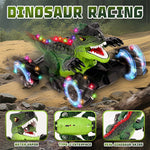 Kids Dinosaur RC Car 4WD 360° Rotation RC Stunt Car with Spray Lights Music Rechargeable Dinosaur Toys