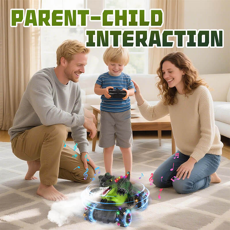 Kids Dinosaur RC Car 4WD 360° Rotation RC Stunt Car with Spray Lights Music Rechargeable Dinosaur Toys