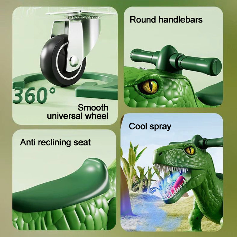 Kids Dinosaur Ride On Car Spray Ride on Toy Four Wheels Sliding Car Outdoor Indoor