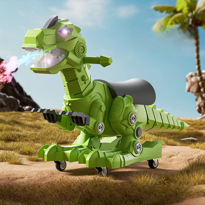 Kids Dinosaur Ride on Car Spray Sliding Car Outdoors Indoors Toys with Lights and Music