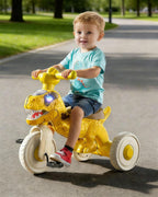 Kids Dino Tricycle Comfortable Seats Ride On Car Triangular Structure with Immersive Music and Light