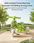 Kids Dino Tricycle Comfortable Seats Ride On Car Triangular Structure with Immersive Music and Light