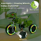 Kids Dinosaur Tricycle Ride-on Tricycle with Storage Basket Lights and Music for Child 2-6 Years Old