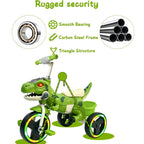 Kids Dinosaur Tricycle Ride-on Tricycle with Storage Basket Lights and Music for Child 2-6 Years Old
