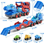 Kids Dinosaur Truck Toys 9 Dino Cars Foldable Track with Spray Light Sounds Holiday Gifts