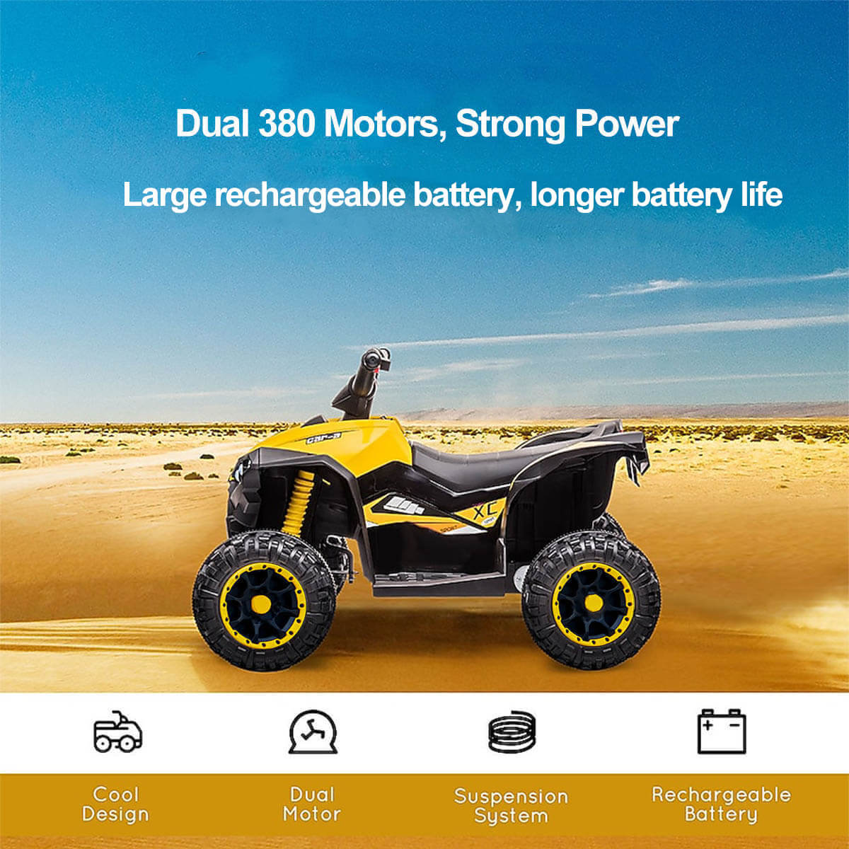 6V Kids ATV Dual Motors 4 Wheeler Off-Road Electric ATV Ride on Car wih Light Music For Boys & Girls