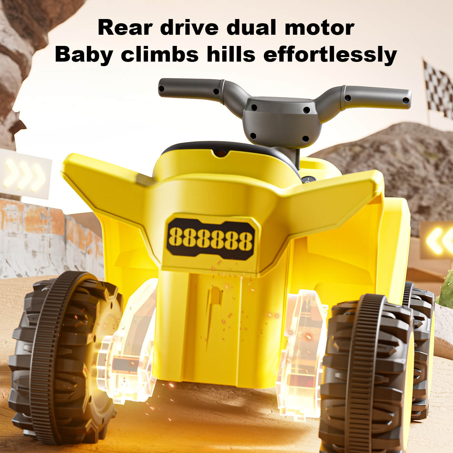 Kids Electric ATV 6V Ride-On Toy with Music Light 4-wheels Dual Drive Car