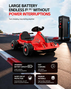 Kids Electric Go Kart 6V Wide Seat Ride On Car with Bluetooth Music Player and Light