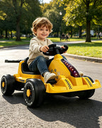 Kids Electric Go Kart 6V Wide Seat Ride On Car with Bluetooth Music Player and Light