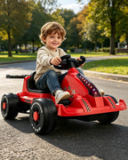 Kids Electric Go Kart 6V Wide Seat Ride On Car with Bluetooth Music Player and Light