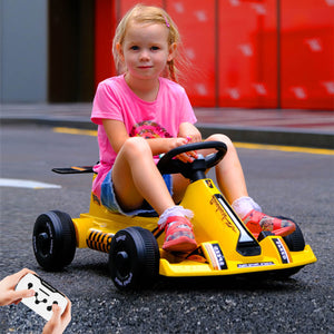 Kids Electric Go Kart with Remote 12V Battery Powered Drift Car Ride on Cars with Music & Light For Boys Girls