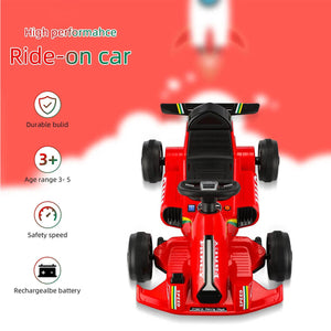 Kids Electric Go Kart with Remote 12V Battery Powered Drift Car Ride on Cars with Music & Light For Boys Girls