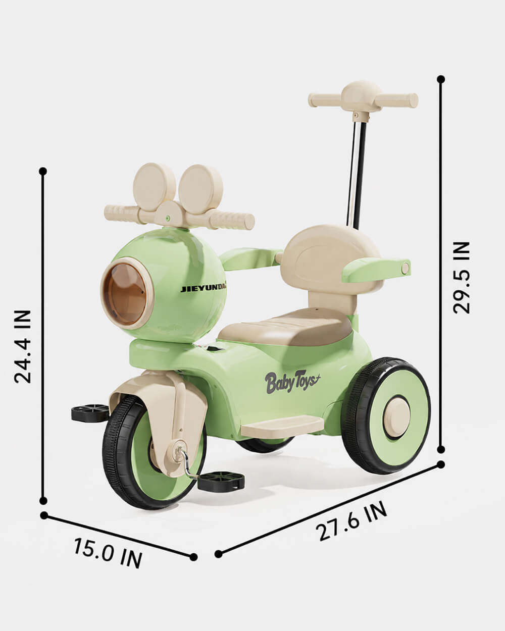 3 IN 1 Kids Electric Motorcycle 6V Ride on Tricycle Push Car with Music and Lights for Children 18 Months to 7 Years