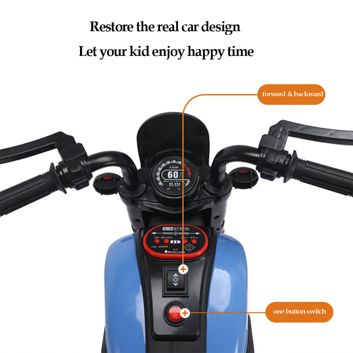 Kids Electric Motorcycle with Remote 3 Wheels Car Dual Drive with Music & Light For Boys & Girls