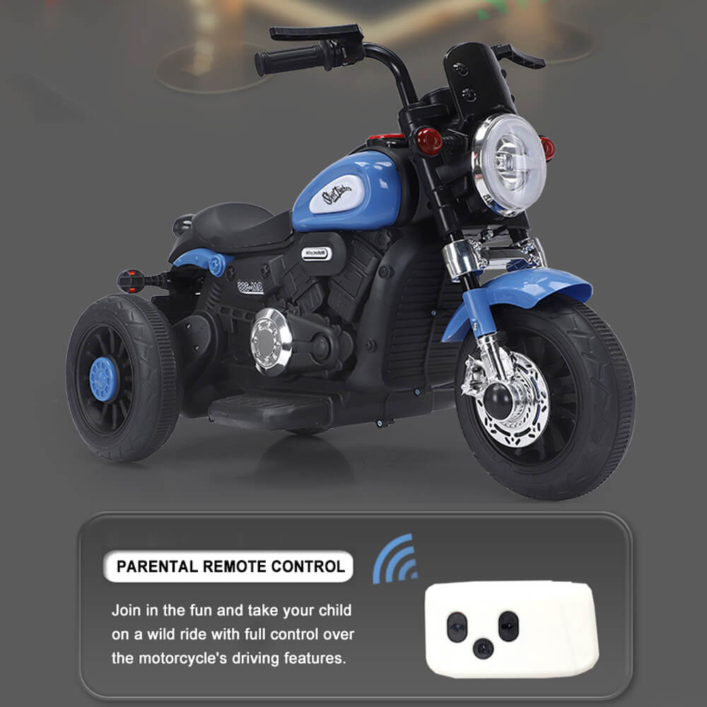 Kids Electric Motorcycle with Remote 3 Wheels Car Dual Drive with Music & Light For Boys & Girls