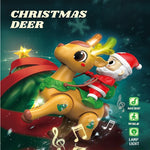 Kids Electric Santa Claus and Reindeer Walking Toys with Colorful Lights and Music Holiday Gift